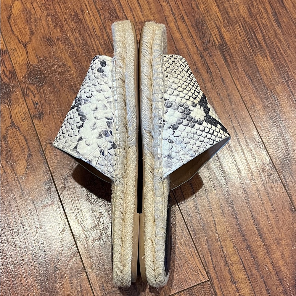 COACH Women's Black and Cream Espadrille Snakeskin Patterned Sandals - Picture 4 of 5